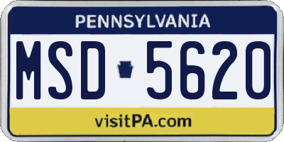 PA license plate MSD5620