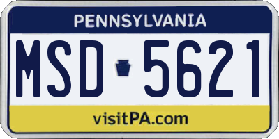 PA license plate MSD5621