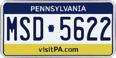 PA license plate MSD5622