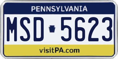 PA license plate MSD5623