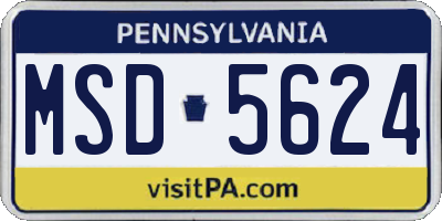 PA license plate MSD5624