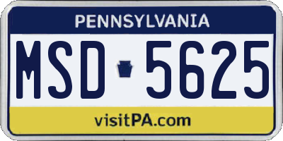 PA license plate MSD5625