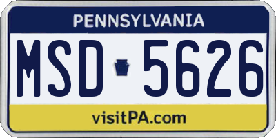 PA license plate MSD5626