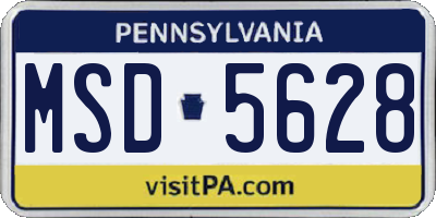 PA license plate MSD5628