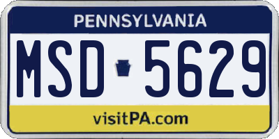 PA license plate MSD5629