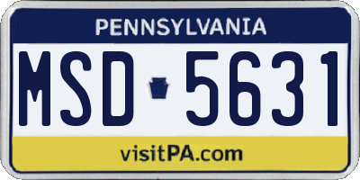 PA license plate MSD5631