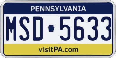 PA license plate MSD5633