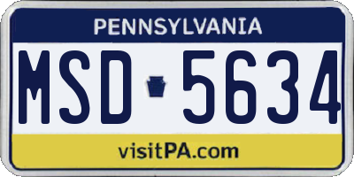 PA license plate MSD5634