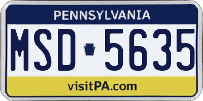 PA license plate MSD5635