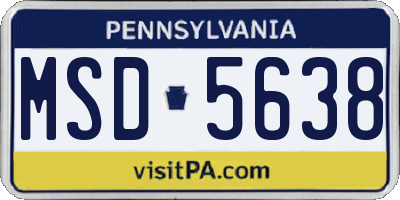 PA license plate MSD5638