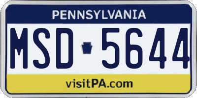 PA license plate MSD5644