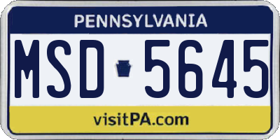 PA license plate MSD5645