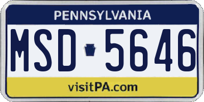 PA license plate MSD5646