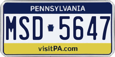 PA license plate MSD5647