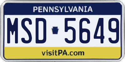 PA license plate MSD5649