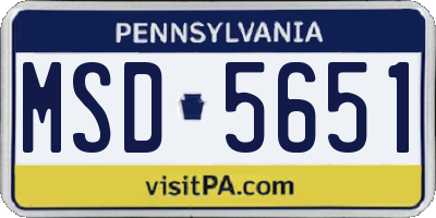 PA license plate MSD5651