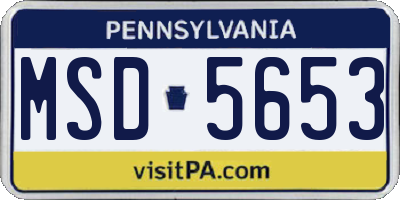 PA license plate MSD5653
