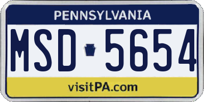 PA license plate MSD5654