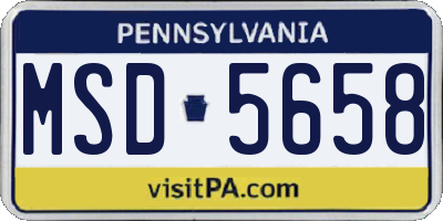 PA license plate MSD5658