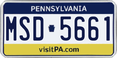 PA license plate MSD5661