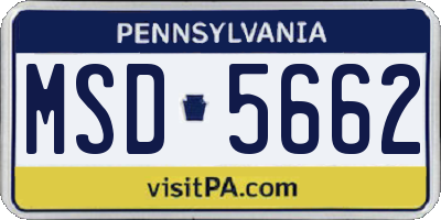 PA license plate MSD5662