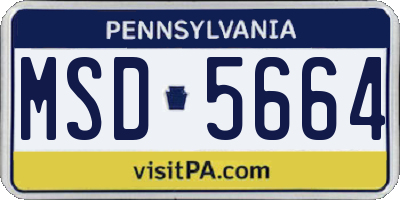 PA license plate MSD5664