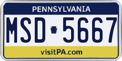 PA license plate MSD5667