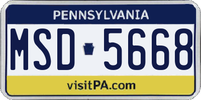 PA license plate MSD5668