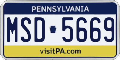 PA license plate MSD5669