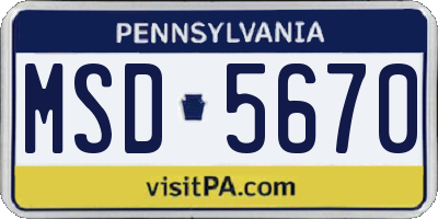 PA license plate MSD5670
