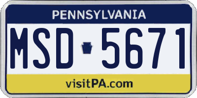 PA license plate MSD5671