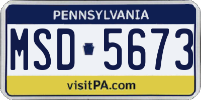 PA license plate MSD5673