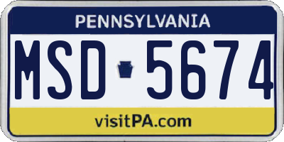PA license plate MSD5674