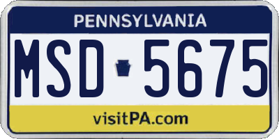 PA license plate MSD5675