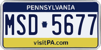 PA license plate MSD5677