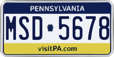 PA license plate MSD5678