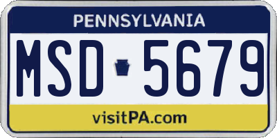 PA license plate MSD5679