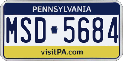 PA license plate MSD5684