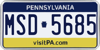 PA license plate MSD5685