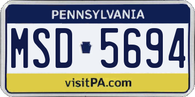 PA license plate MSD5694