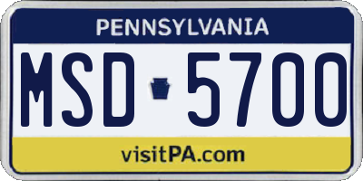 PA license plate MSD5700