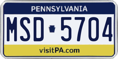 PA license plate MSD5704