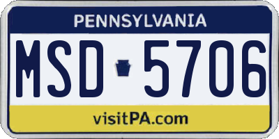 PA license plate MSD5706