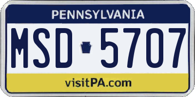PA license plate MSD5707