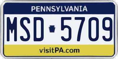 PA license plate MSD5709