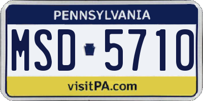 PA license plate MSD5710
