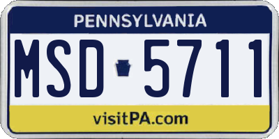 PA license plate MSD5711