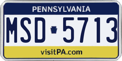 PA license plate MSD5713