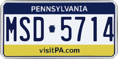 PA license plate MSD5714