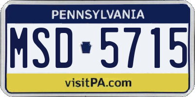 PA license plate MSD5715